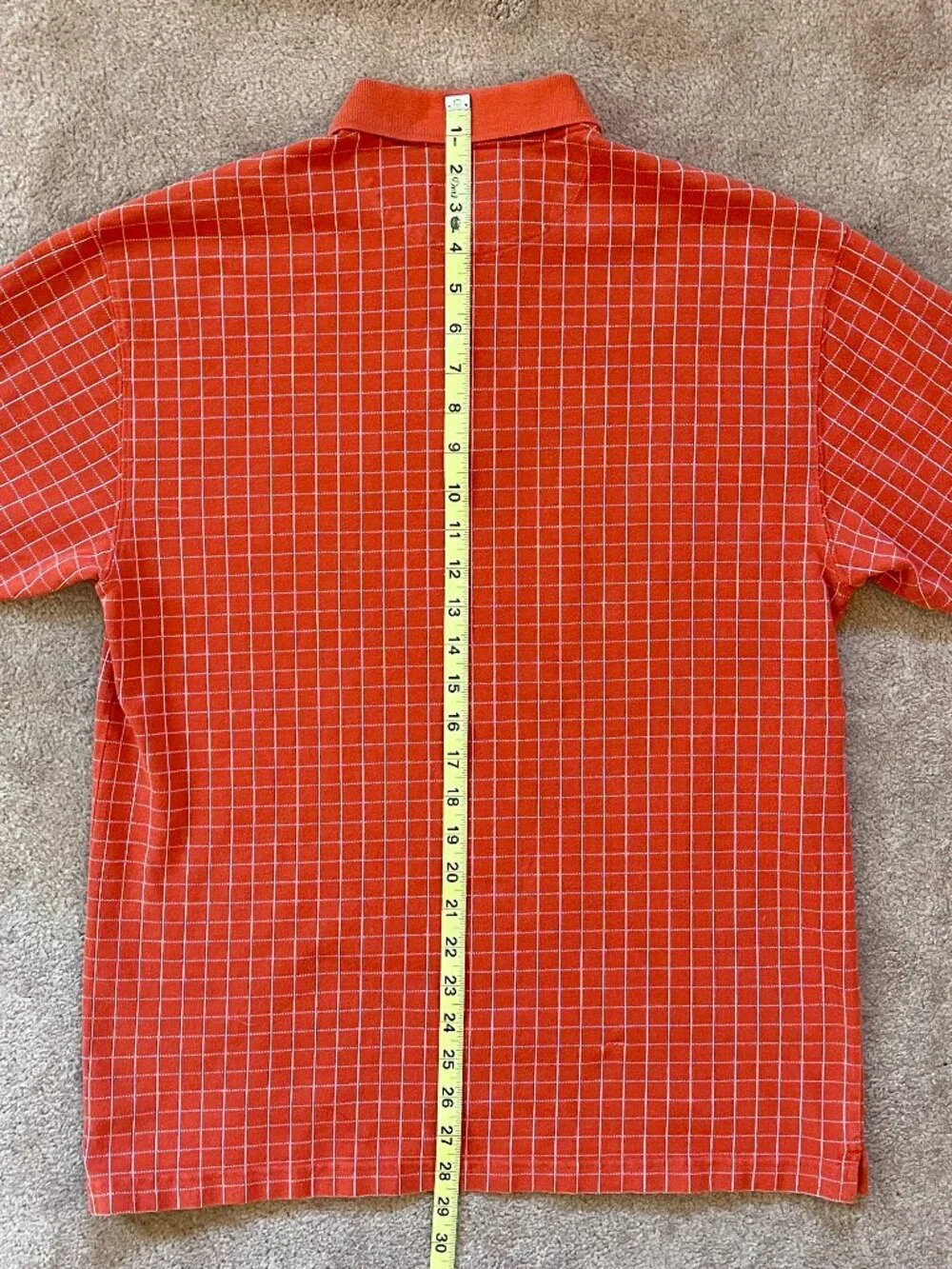 Vintage 90s Chaps Ralph Lauren Golf Shield Polo Shirt Men's M Orange Pattern